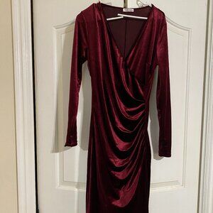 DIRASS Red Wine Cocktail Dress